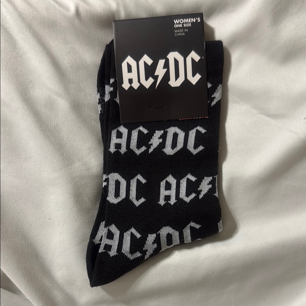 AC/DC Black Casual Novelty Socks with Crew Length Design